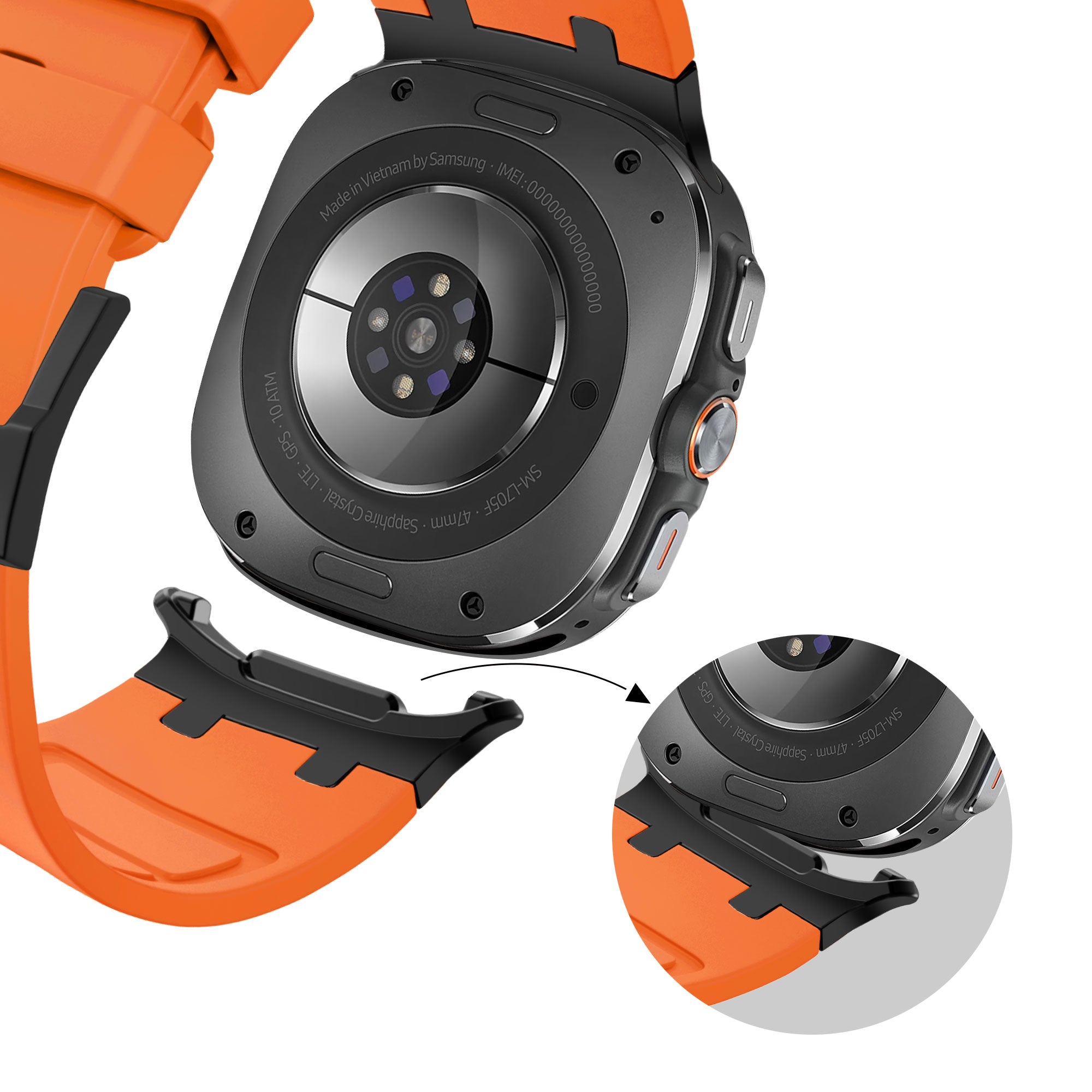 Bandz Correa silicona 'Luxe Liquid' Samsung Galaxy Watch Ultra (naranja con negra)