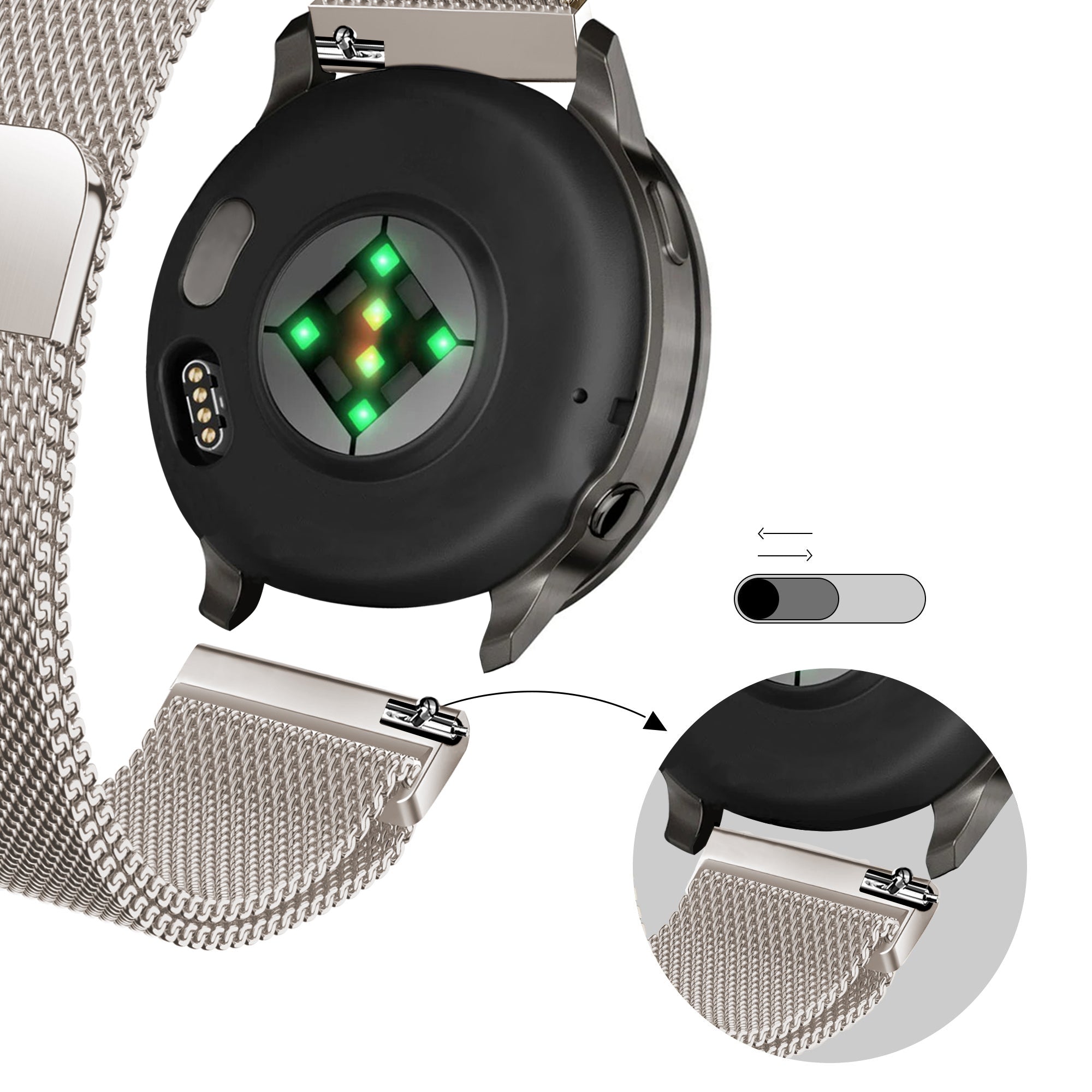 Bandz Garmin Venu 2s Milanese Loop Strap (Starlight)