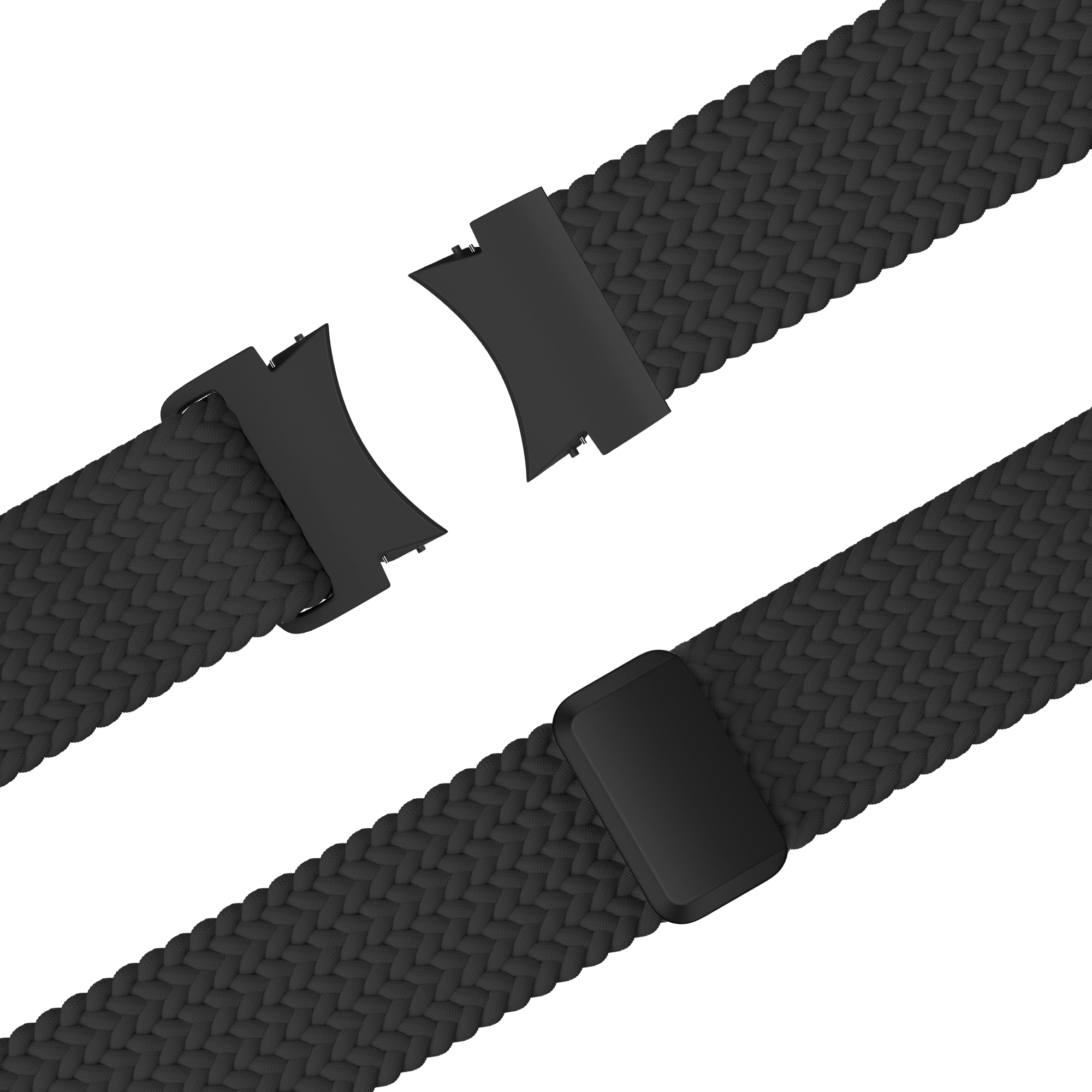 Bandz Samsung Galaxy Watch 4 44mm Braided Strap 'Easy Fit' (Black)