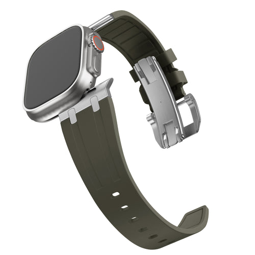 Bandz Correa silicona 'Luxe Liquid' Apple Watch (cafe/plateado)