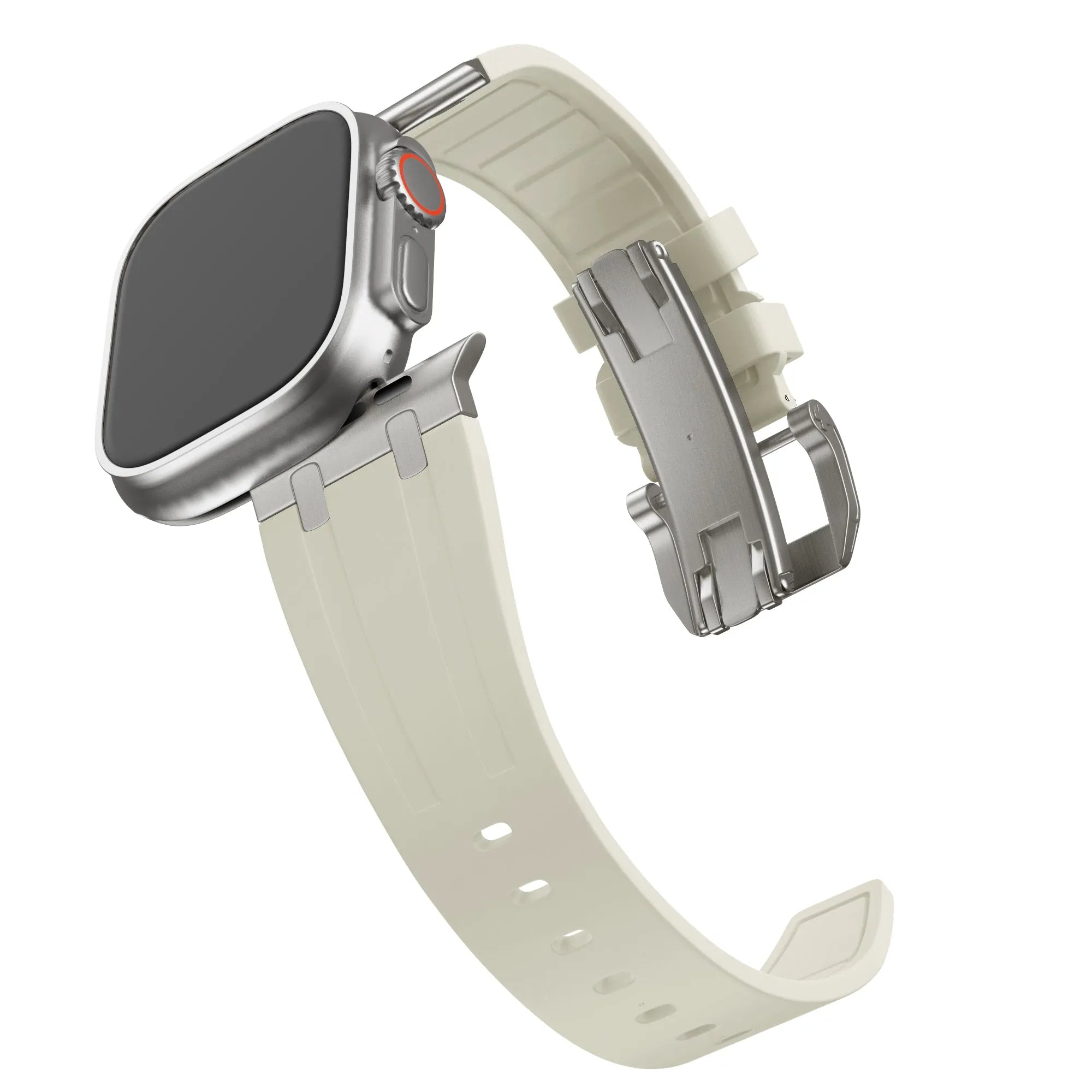 Bandz Bracelet silicone 'Luxe Liquid' Apple Watch (beige/titane)
