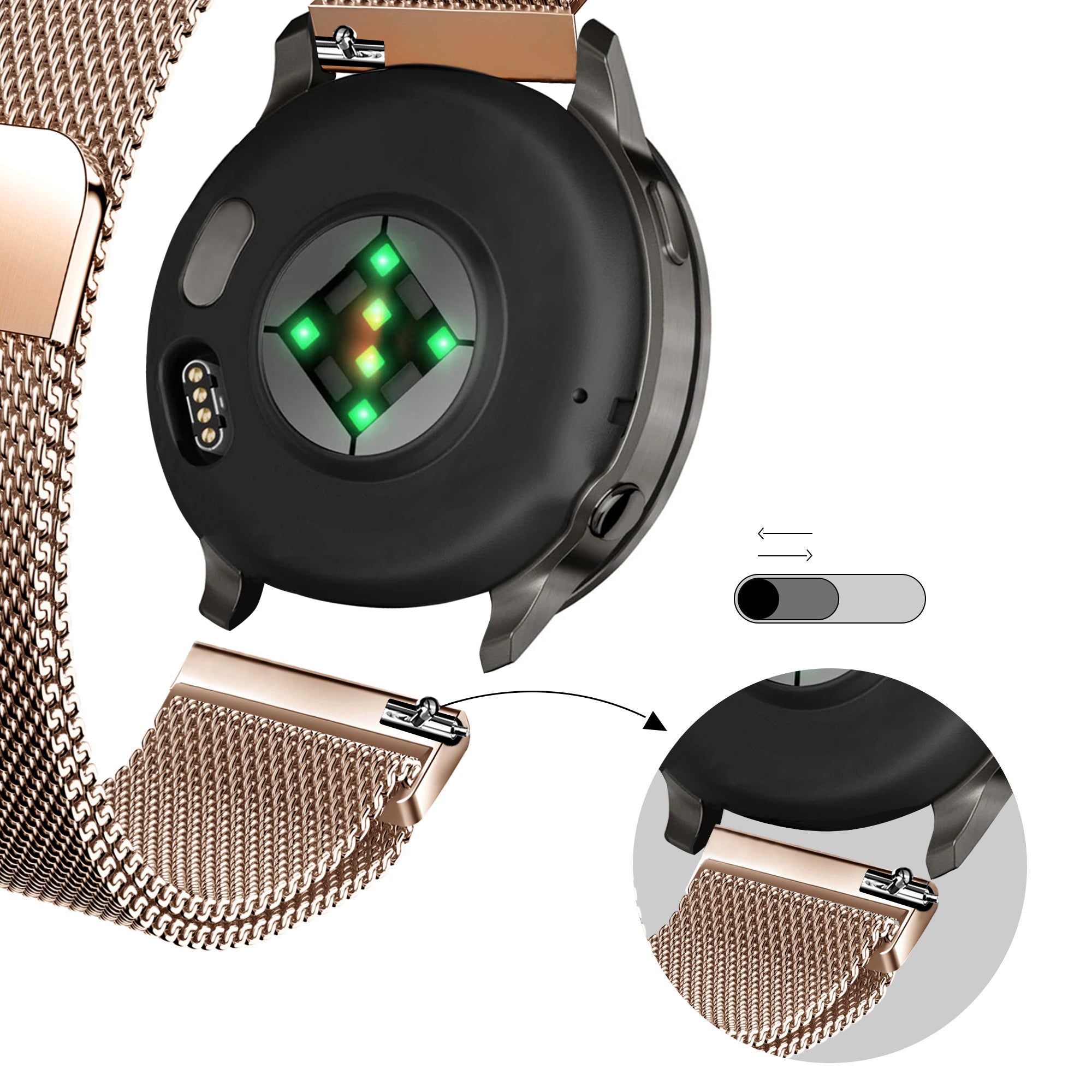 Bandz Correa milanesa Loop Garmin Venu 2s (rosa dorado)