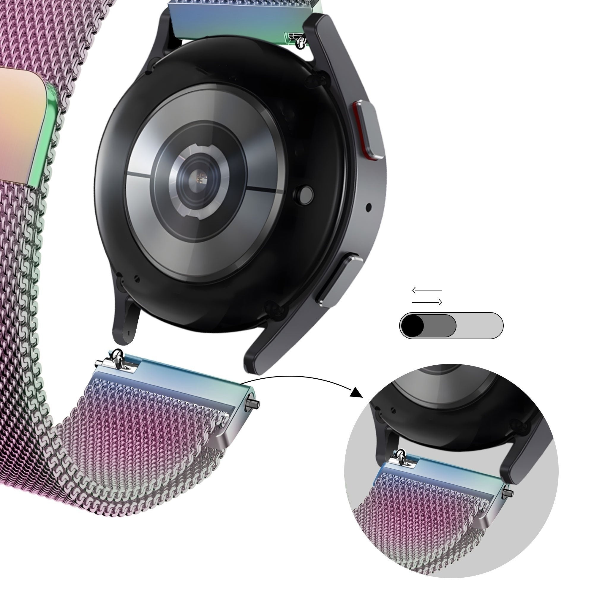 Bandz Coros Apex 42mm Milanese Loop Strap (Rainbow)