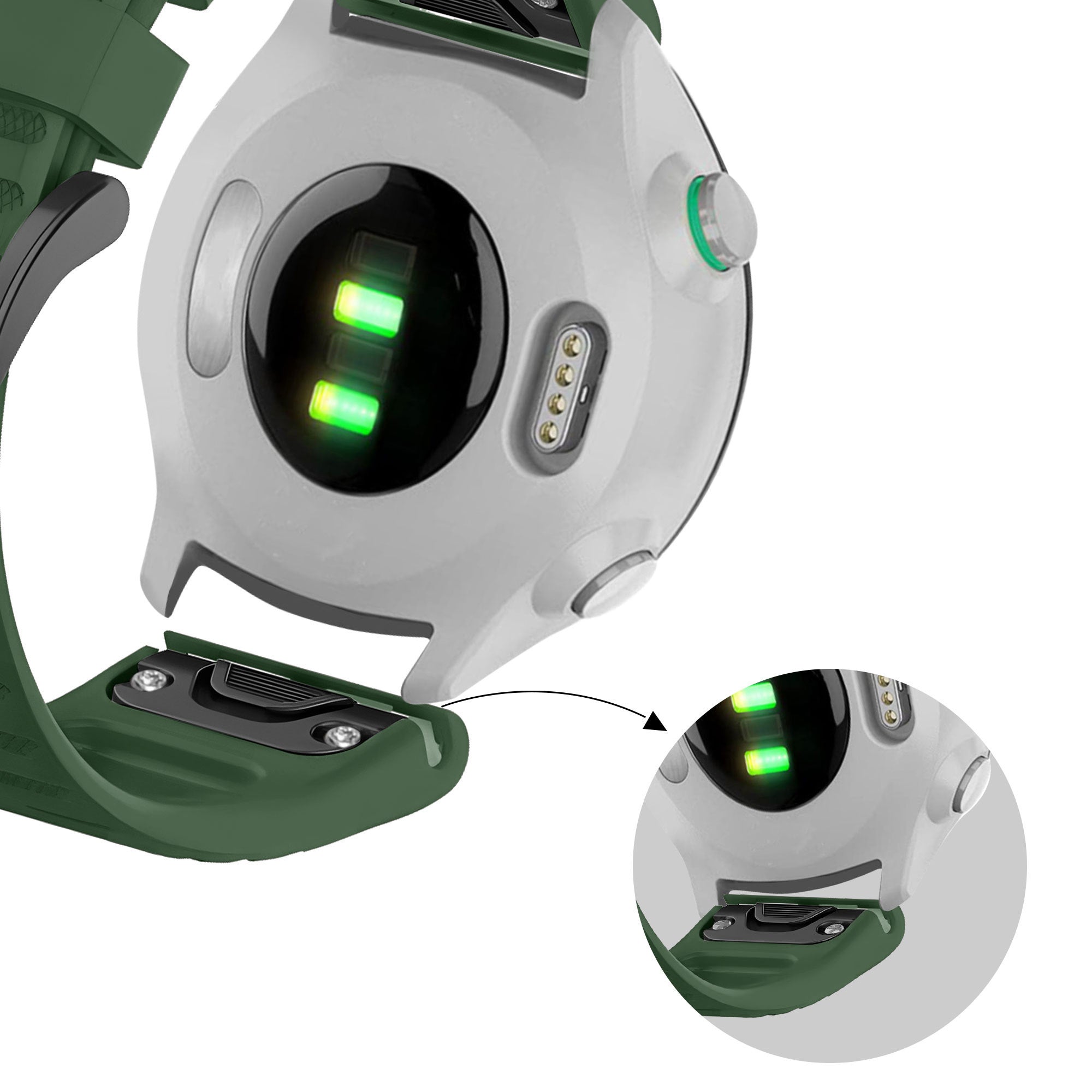 Bandz Garmin Quatix 8 - 51mm Buckled Silicone Strap (Dark Green)