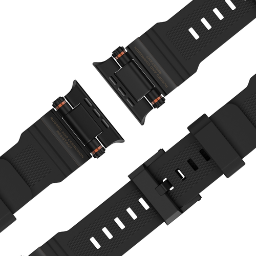 Bandz Apple Watch siliconen band 'Explorer' (zwart met zwart)