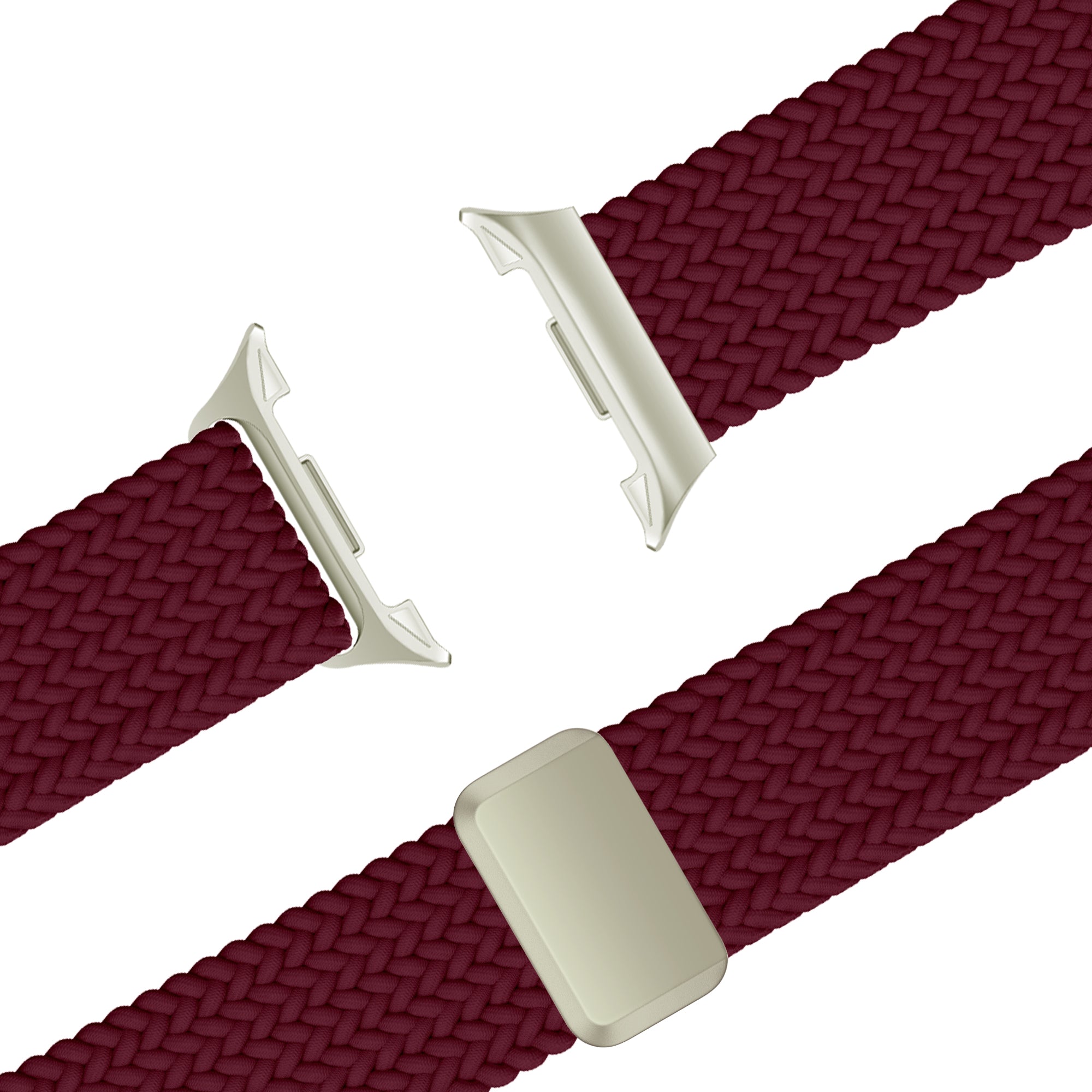 Bandz Samsung Galaxy Watch 8 - 44mm Magnetisches Geflochtenes Armband (Weinrot)