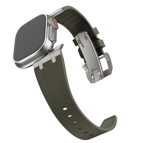 BALR Apple Watch Ultra liquid siliconen band (bruin/titanium)