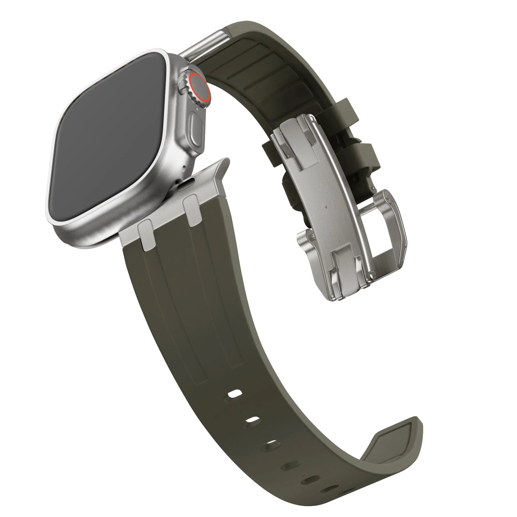 BALR. Correa de silicona Apple Watch Ultra Liquid (marrón/titanio)