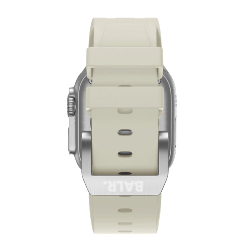 BALR Apple Watch Ultra liquid siliconen band (beige/zilver)