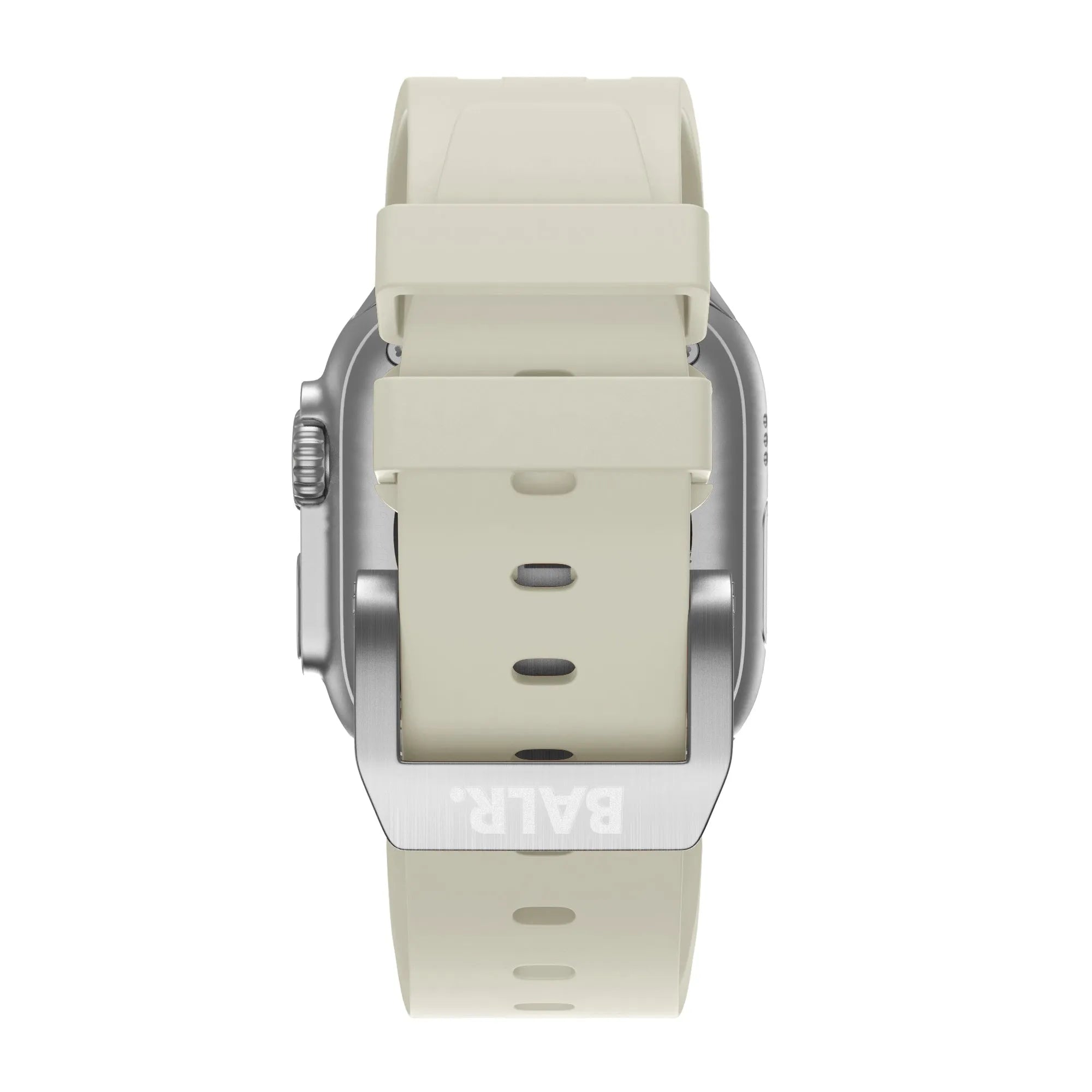 BALR Apple Watch Ultra liquid siliconen band (beige/zilver)