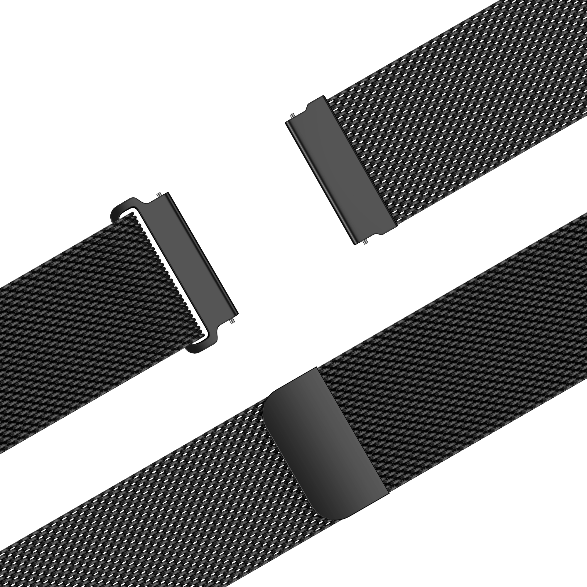 Bandz Coros Apex 46mm 'One Push' Milanese Strap (Black)