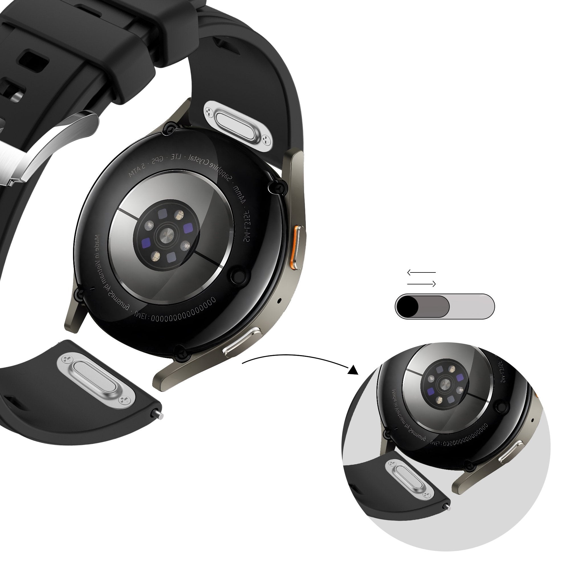 Bandz Correa silicona 'Easy Fit' Huawei Watch 5 - 46mm (negro)