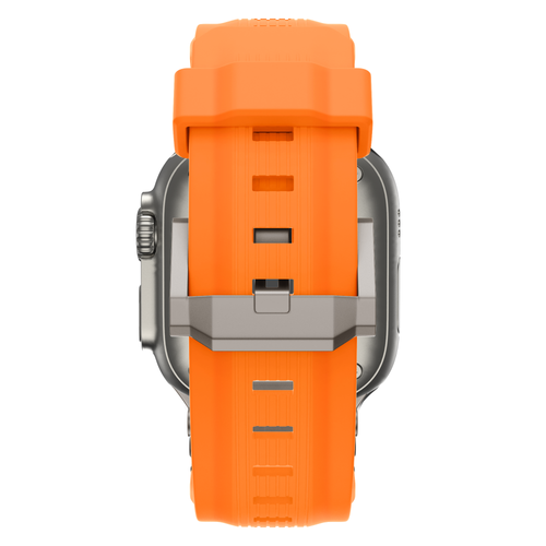 Bandz Bracelet silicone Liquid 'Explorer' Apple Watch (orange avec titane)