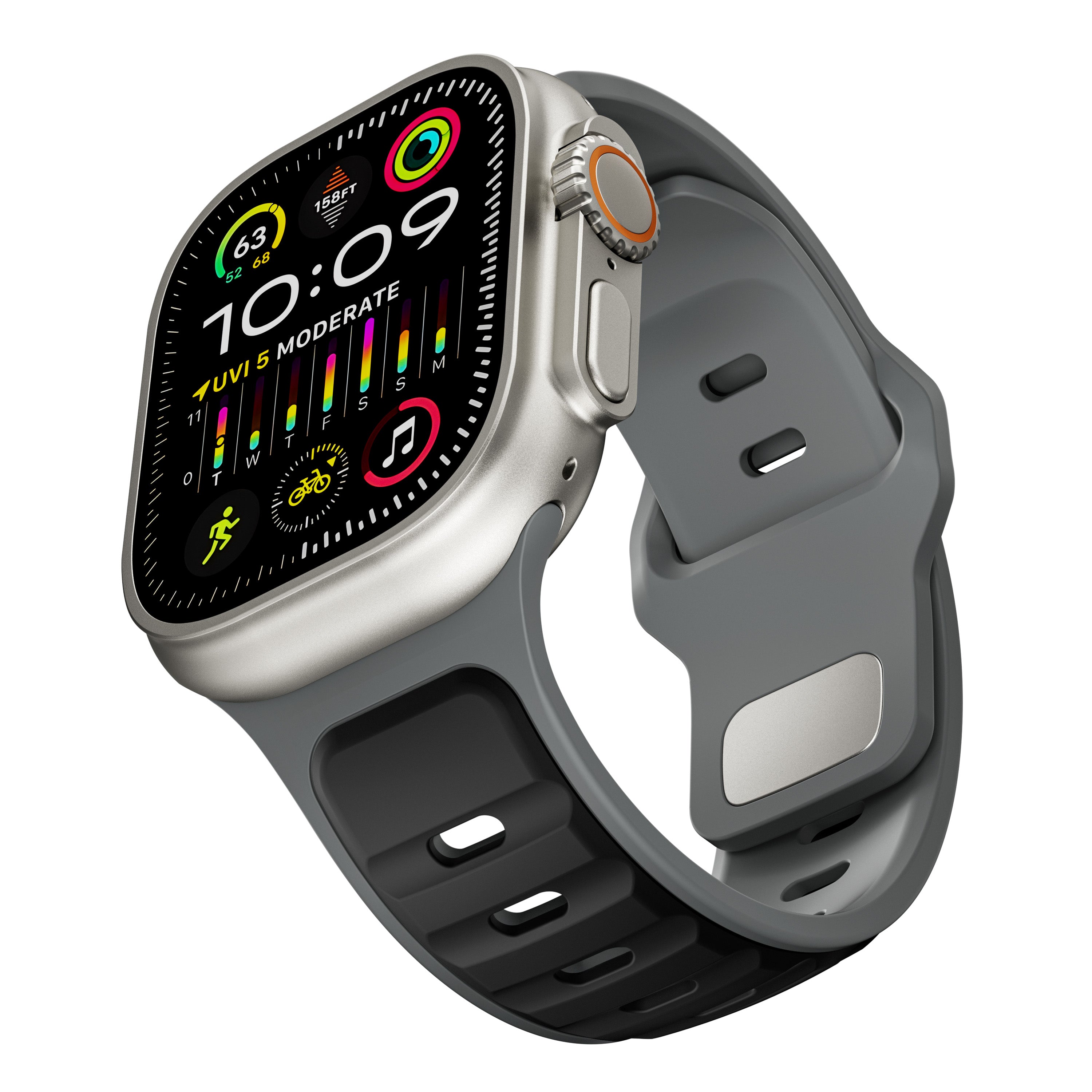 Correa de silicona premium outdoor Apple Watch (negra/gris)