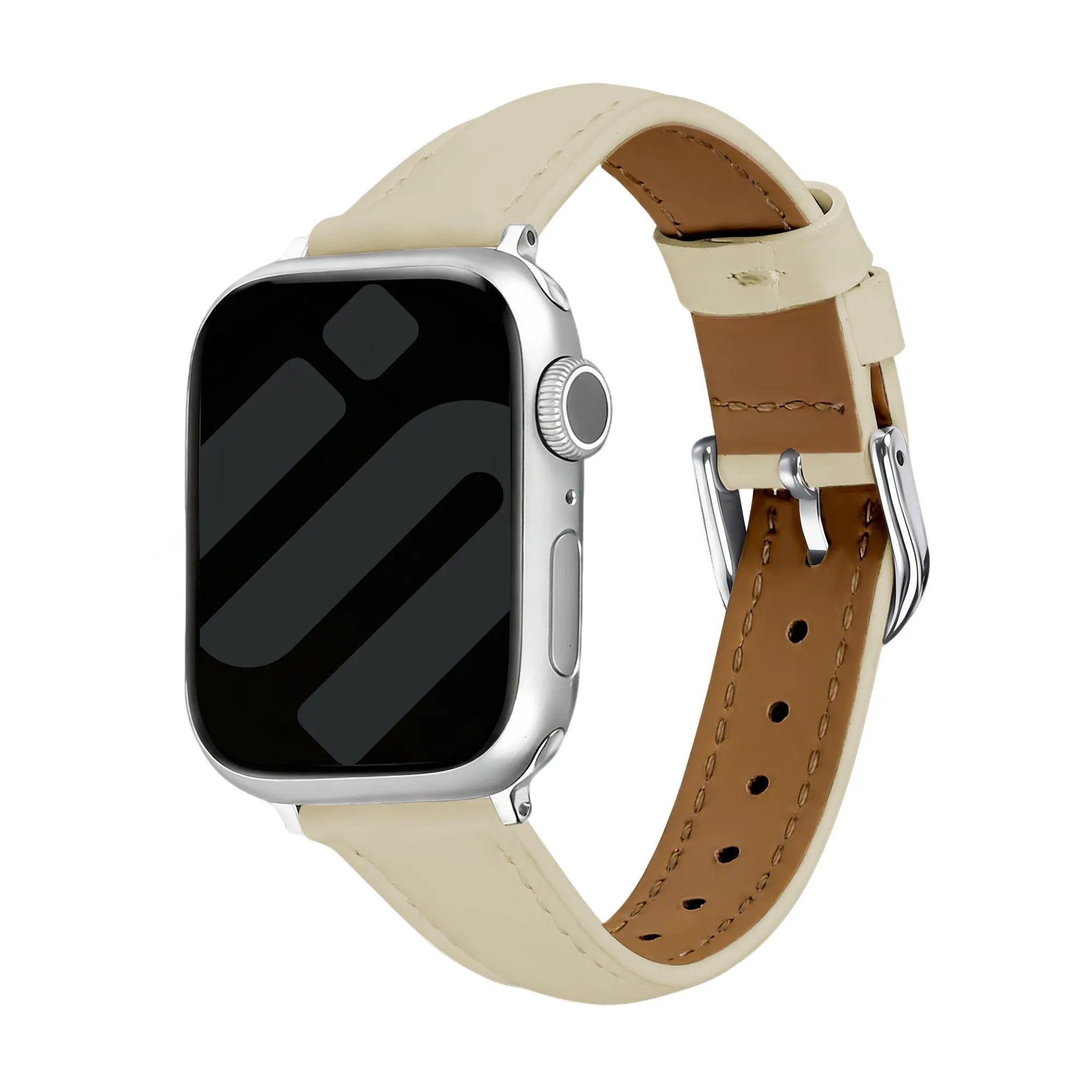 Apple Watch slimfit leren band (lichtbeige)