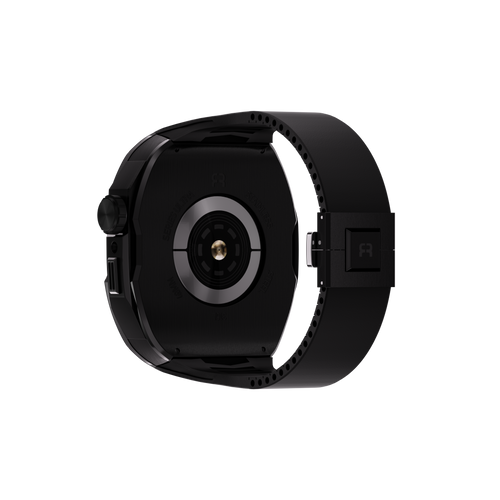 Reqior Apple Watch 45mm case met rubberen band (Zwart)