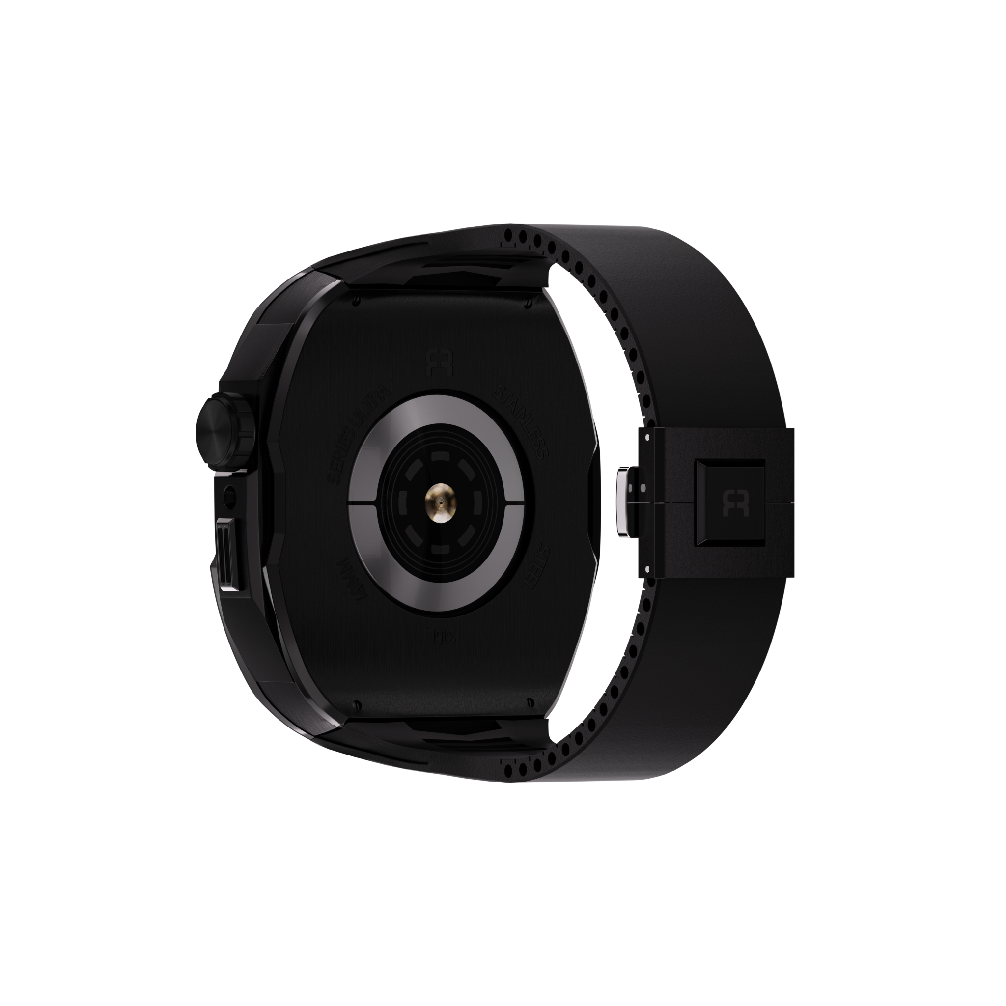 Reqior Apple Watch 45mm Case with Rubber Strap (Black)