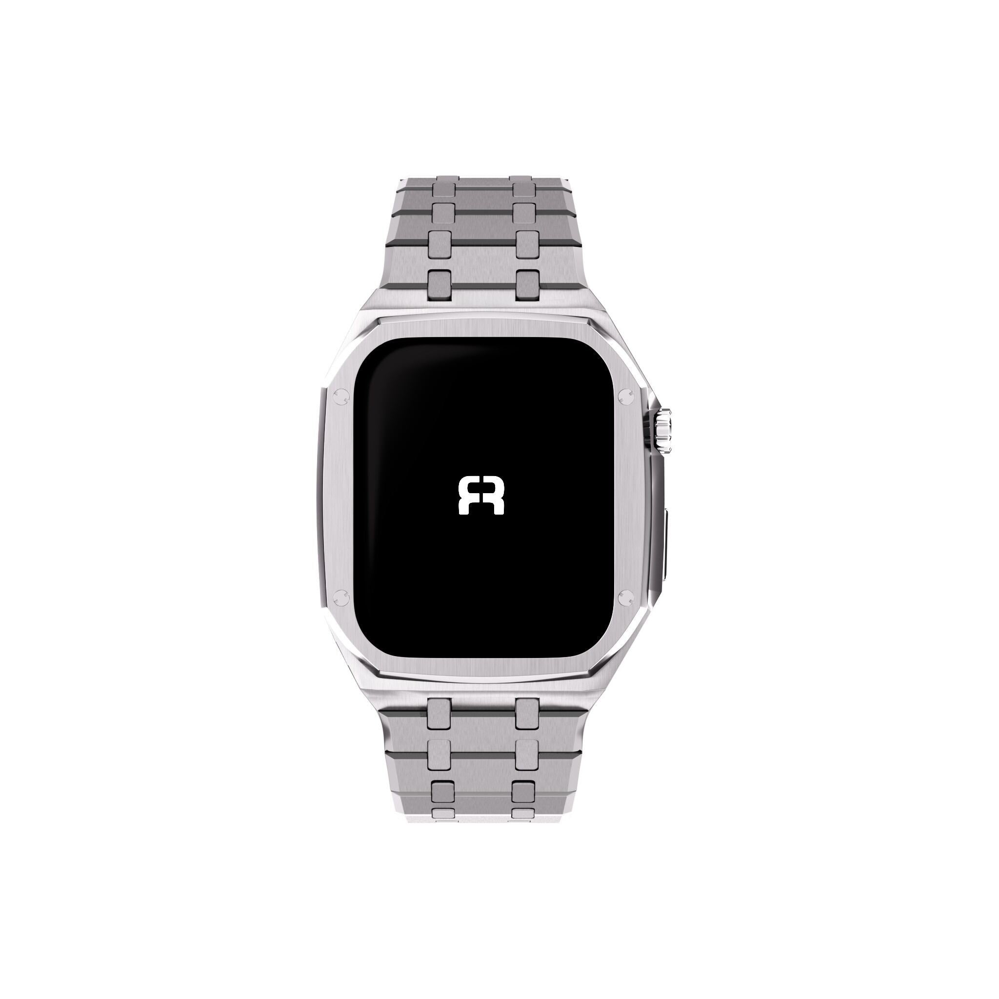 Reqior Apple Watch 45mm Case with Steel Strap (Silver)
