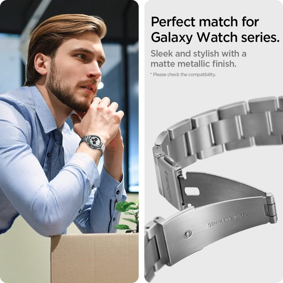 Spigen Galaxy Watch 6 Classic 43mm Stahlarmband (Silber)
