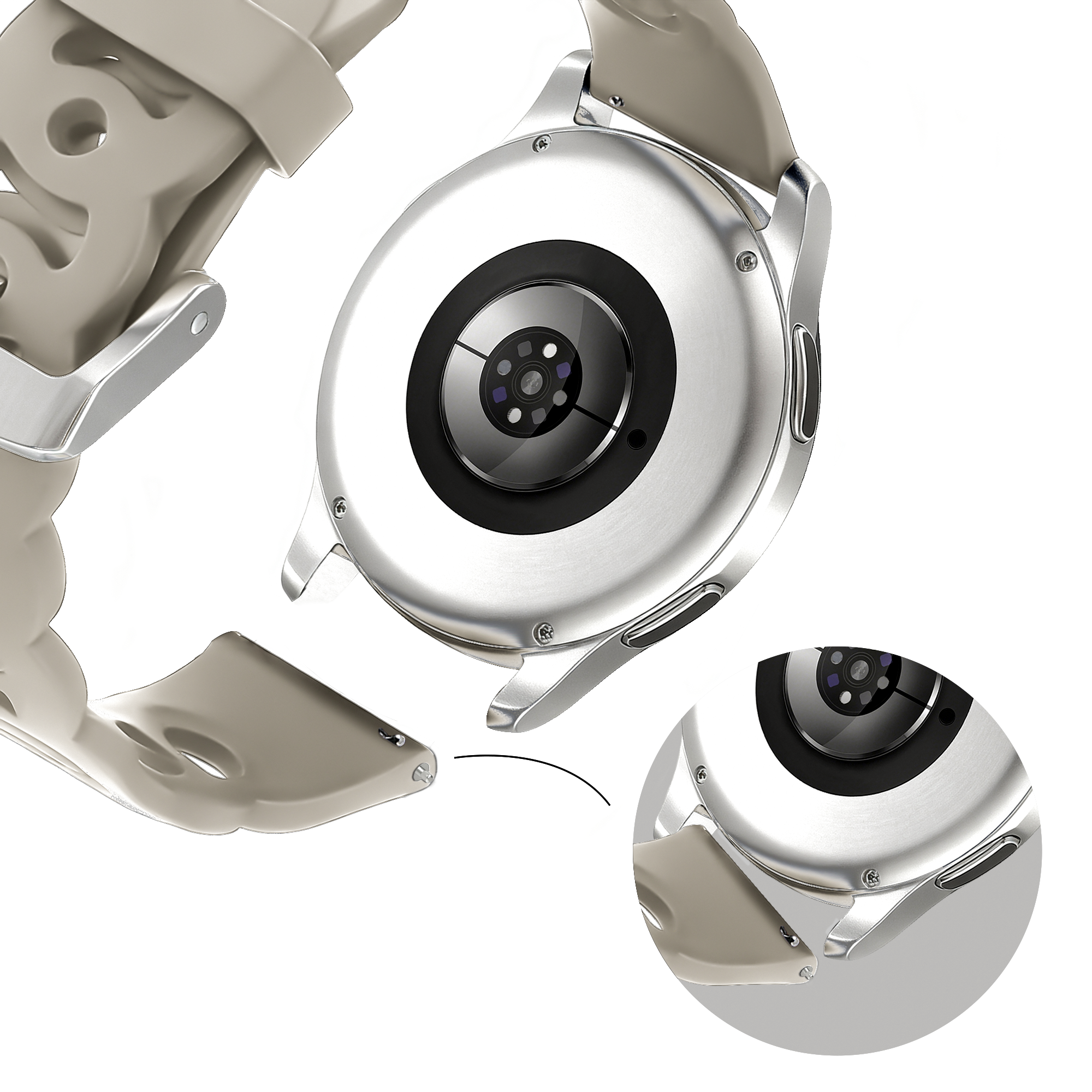 Bandz Samsung Galaxy Watch 7 - 40mm Silikonarmband 'Chains' (Hell Grau)