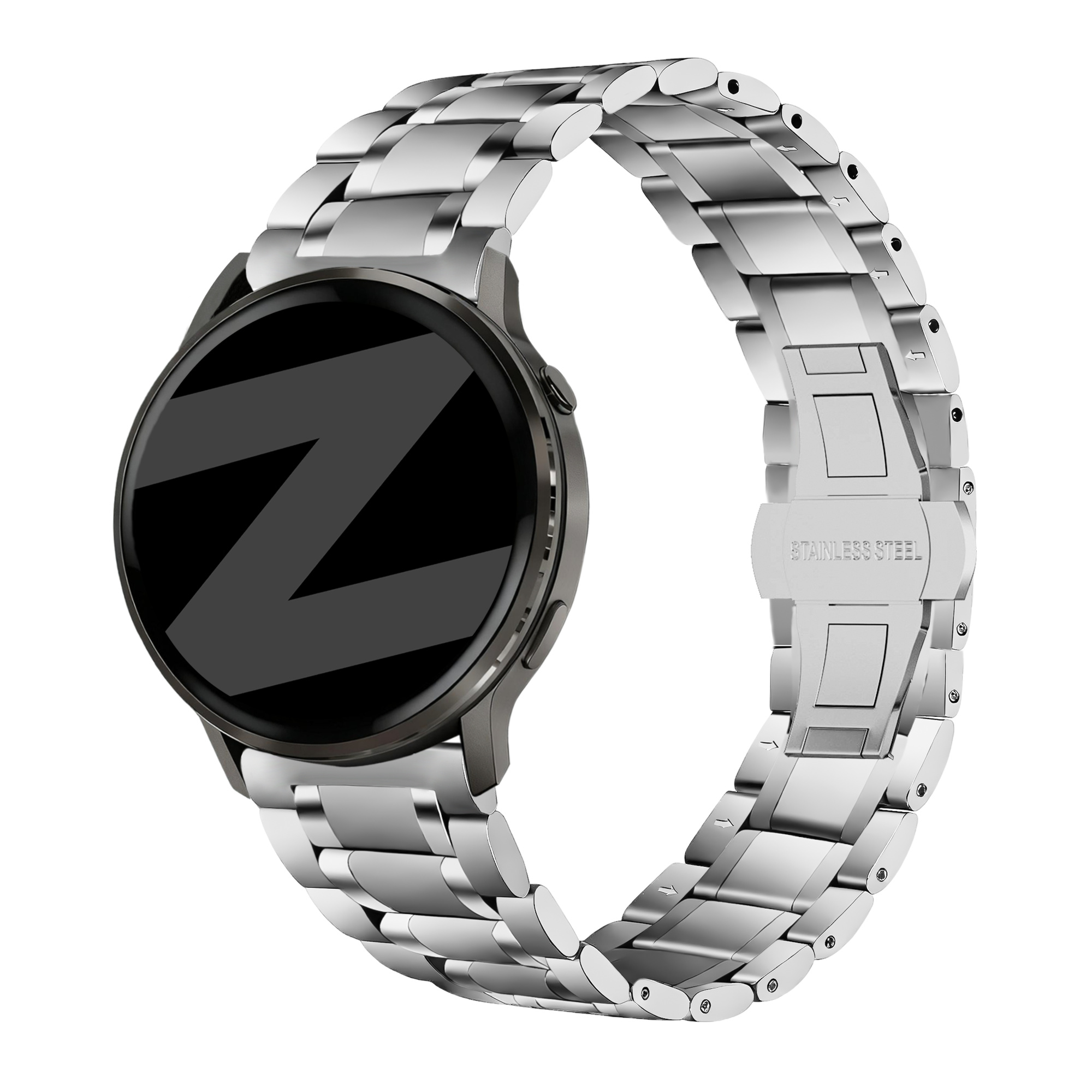 Bandz Garmin Forerunner 255s Steel Link Strap 'Deluxe' (Silver)