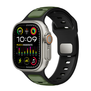Bracelet silicone outdoor pour Apple Watch (vert armée/noir)