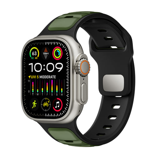 Bracelet silicone outdoor pour Apple Watch (vert armée/noir)