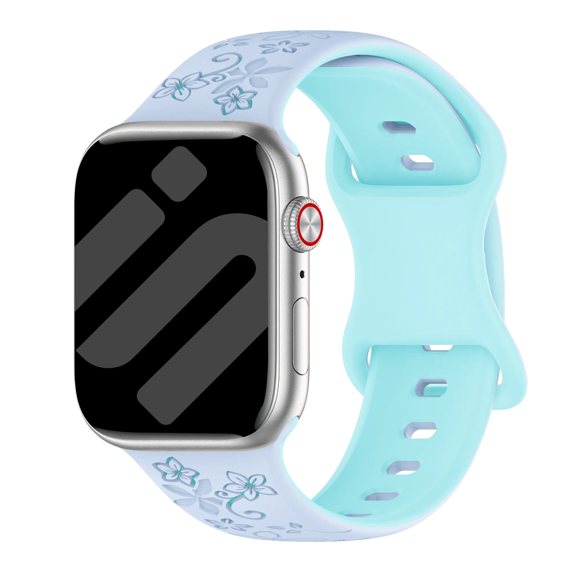 Apple Watch Flower siliconen band (lichtblauw/ijsblauw)