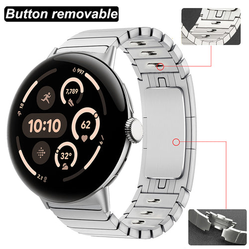 Google Pixel Watch 4 - 45mm Premium Metal Link Strap (Silver)