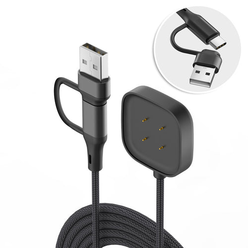 Strap-it USB-A & C 2in1 Braided Fitbit Versa 4 Charger