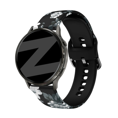 Bandz Garmin Forerunner 265s Silicone Strap 'Grey Flower'