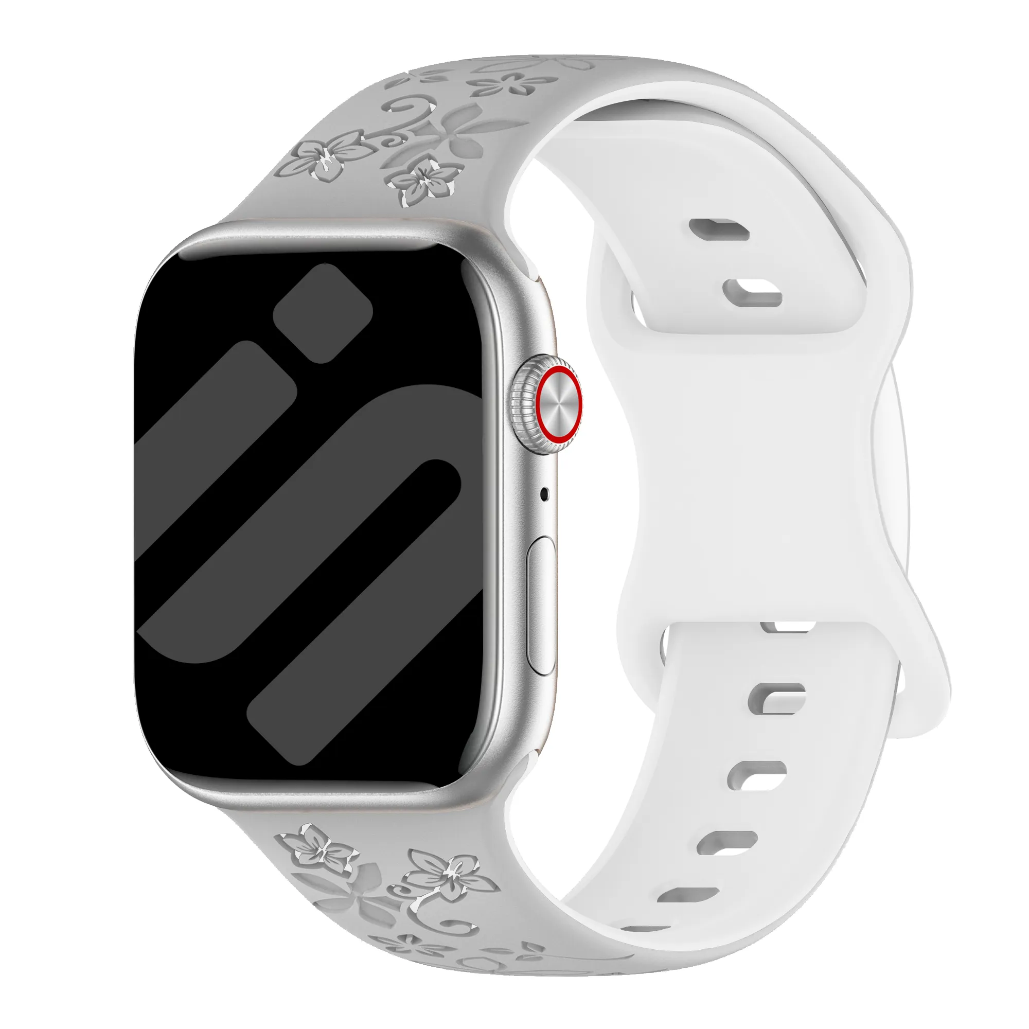 Apple Watch Flower siliconen band (grijs/wit)
