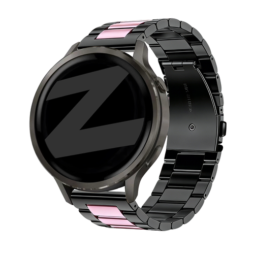 Bandz Garmin Vivomove 3s Steel Strap 'Classic' (Black/Pink)