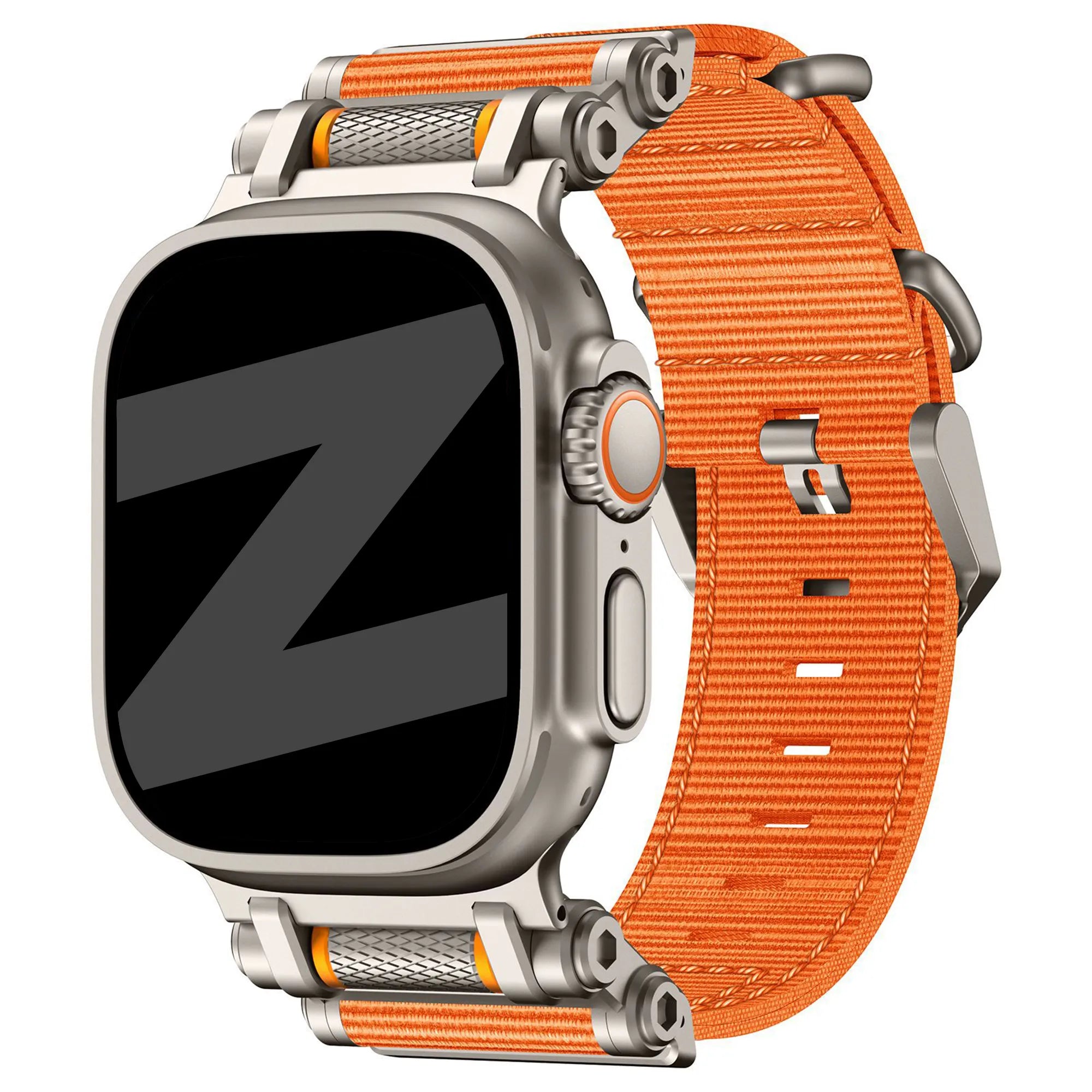 Bandz Apple Watch nylon band 'Explorer' (oranje met titanium)