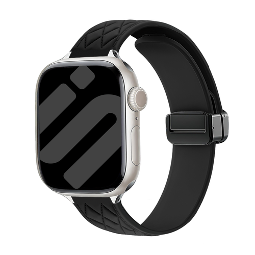 Apple Watch Diamond Silikonarmband mit D-Schnalle (Schwarz)