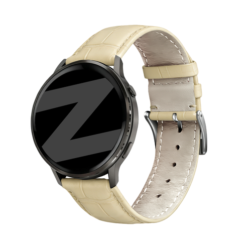 Bandz Garmin Forerunner 645 Leather Strap Crocodile Grain (Beige)