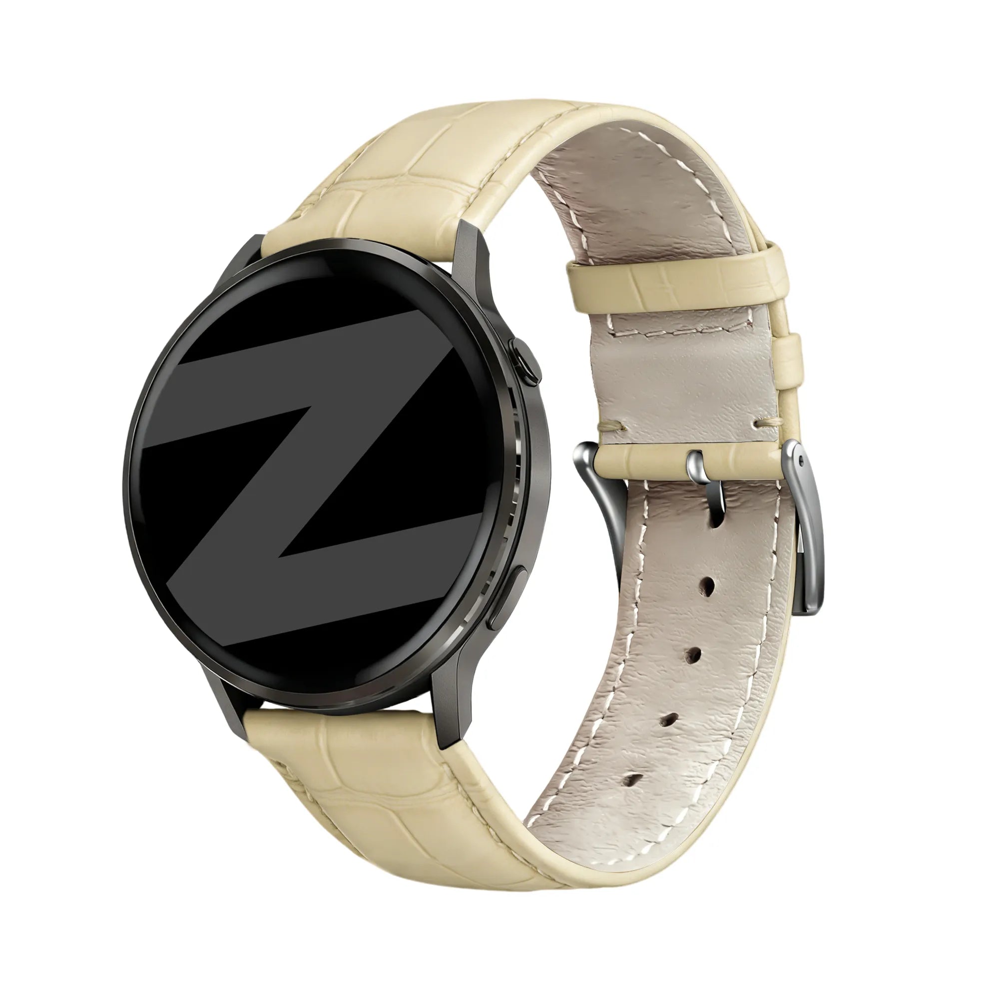 Bandz Garmin Forerunner 70 Gebürstetes Lederarmband Krokodil (Beige)