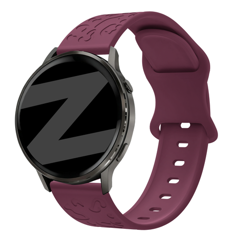 Bandz Bracelet silicone 'Léopard' Garmin Vivoactive 4s (rouge vin)
