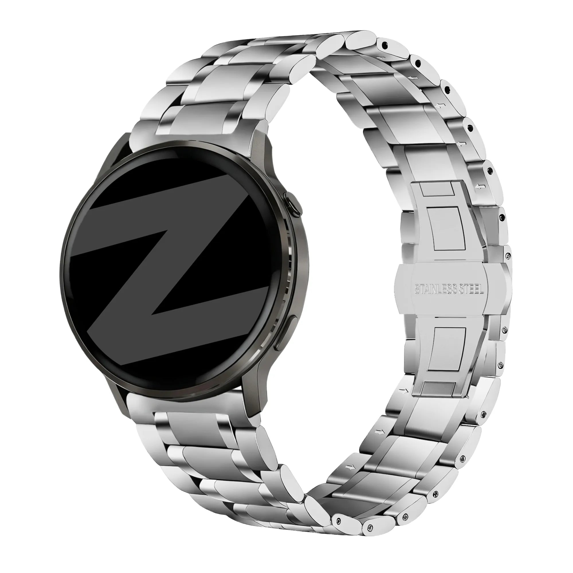 Bandz Garmin Forerunner 70 Stahl Gliederarmband 'Deluxe' (Silber)