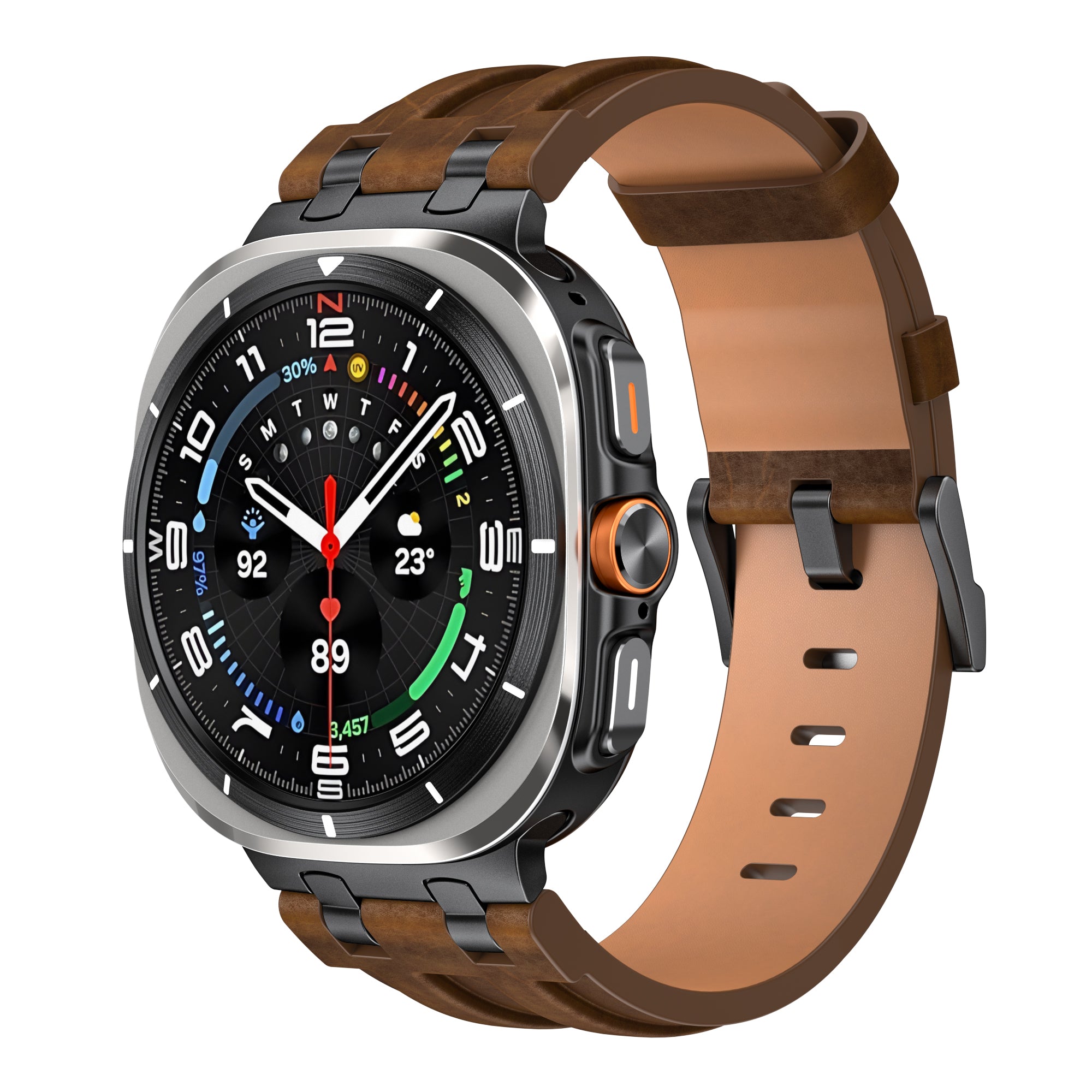 Samsung Galaxy Watch Ultra Solid Leather Strap (Dark Brown)