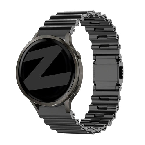 Bandz Amazfit Active Max Premium Steel Strap 'Ocean' (Black)