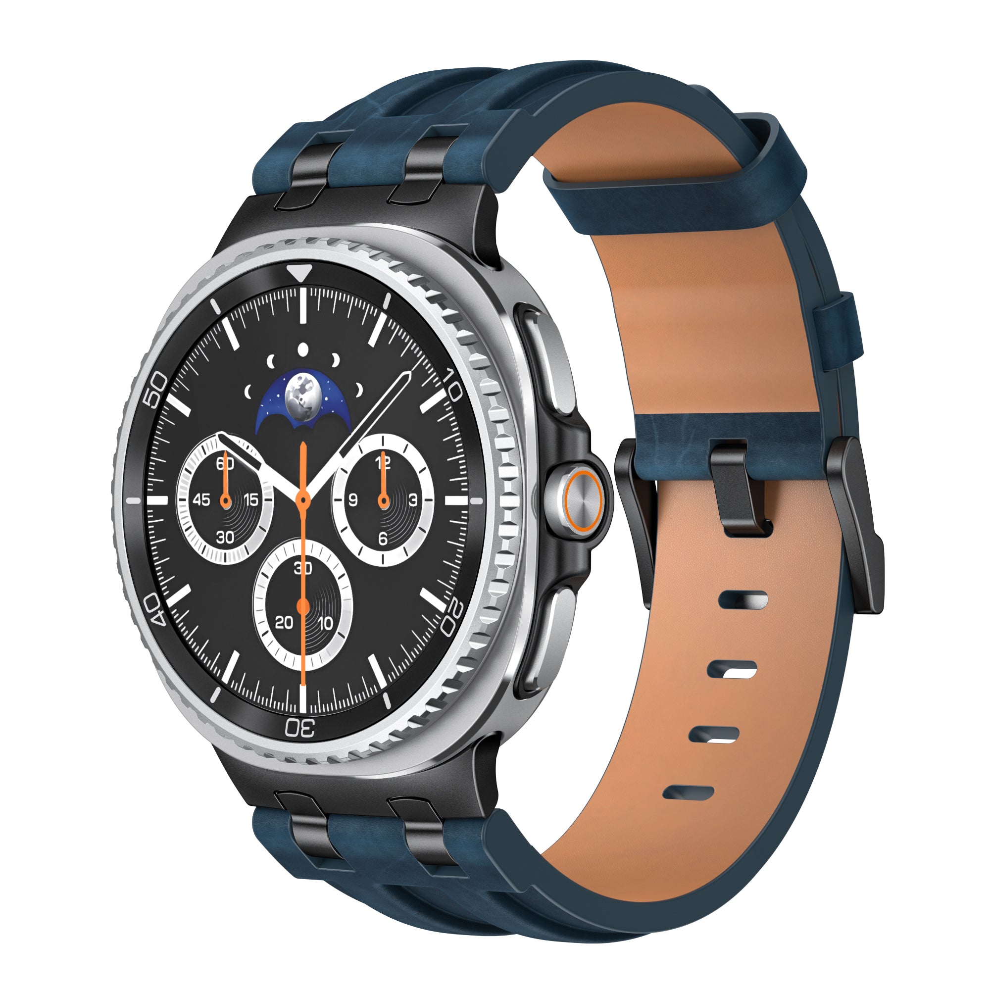Samsung Galaxy Watch 8 Classic solide lederen band (donkerblauw)