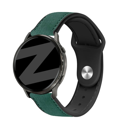 Bandz Garmin Forerunner 255 Leather Strap 'Hybrid' (Green)