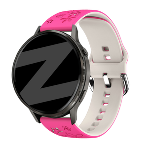 Bandz Garmin Vivoactive 4s Silikonarmband 'Flowers' (Knalliges Rosa/Polarstern)