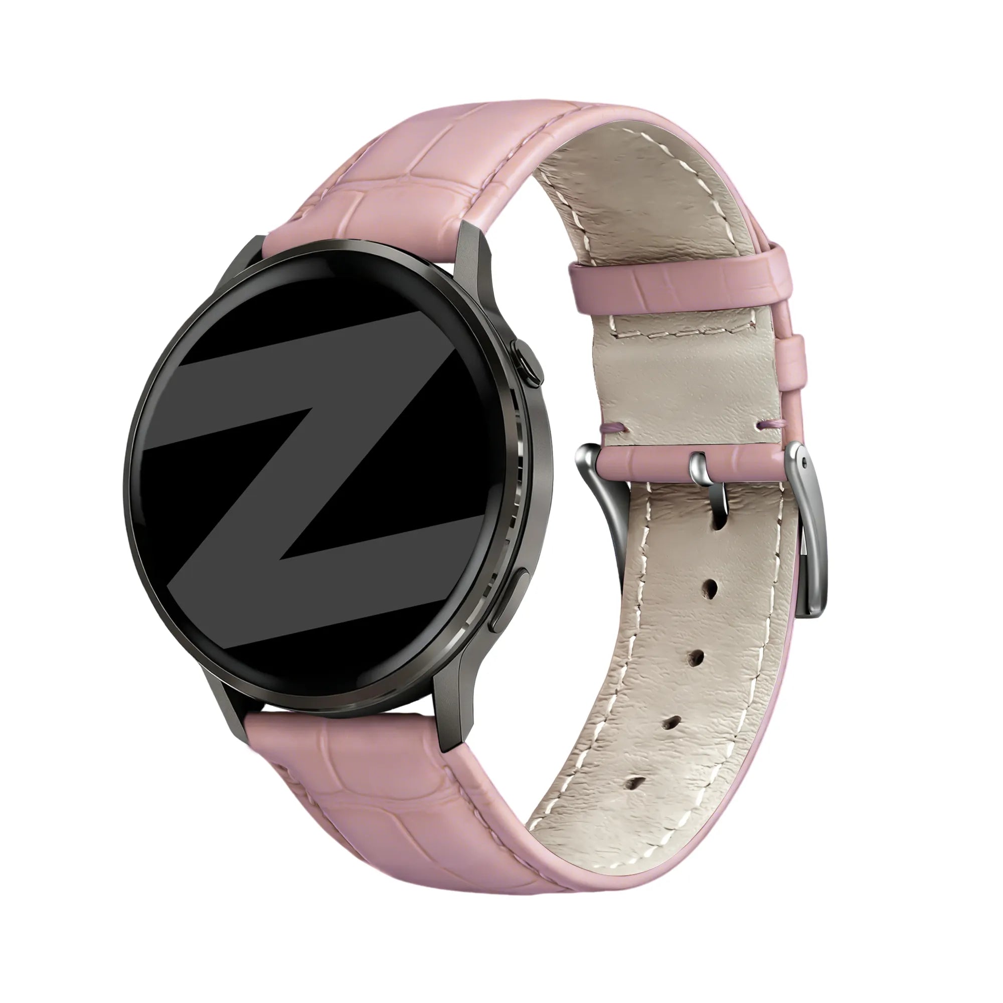 Bandz Garmin Forerunner 70 Gebürstetes Lederarmband Krokodil (Rosa)
