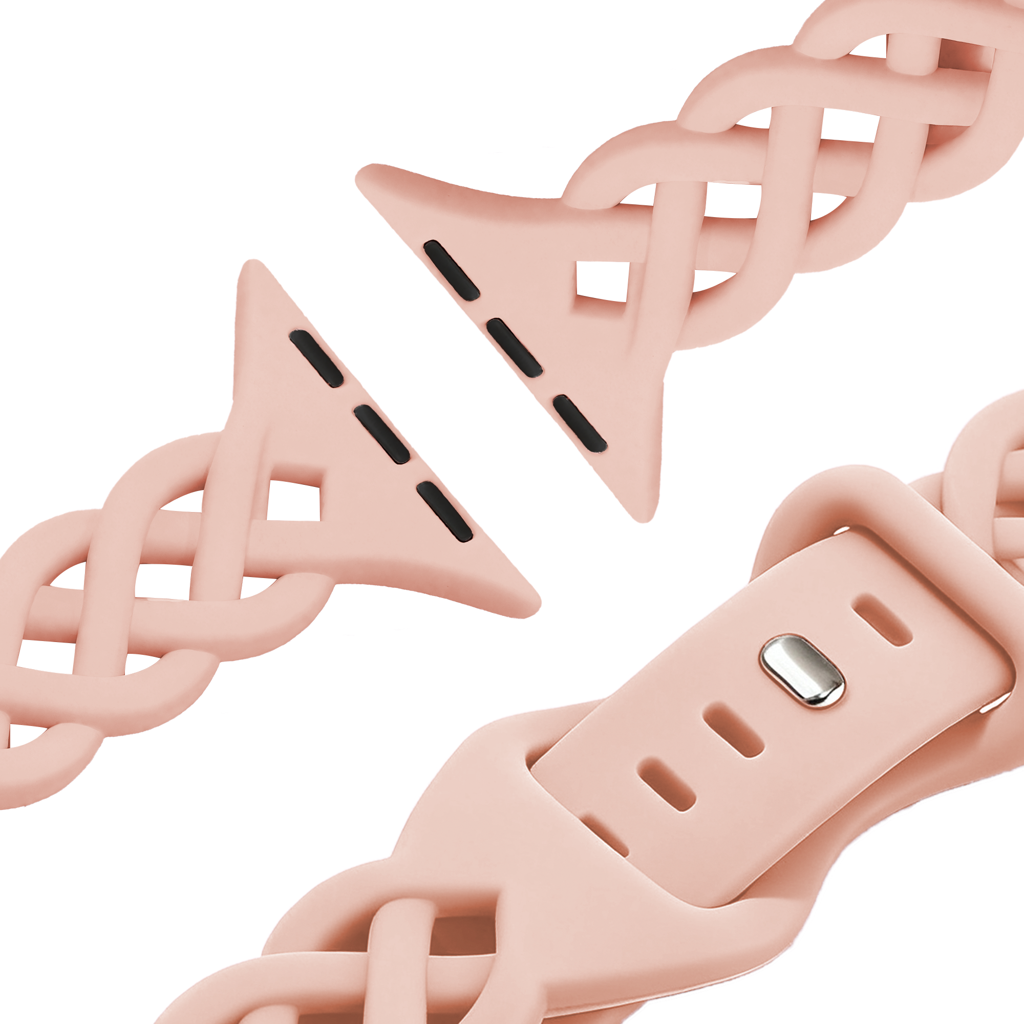 Bandz Apple Watch Silicone Strap 'Braided' (Pink Sand)