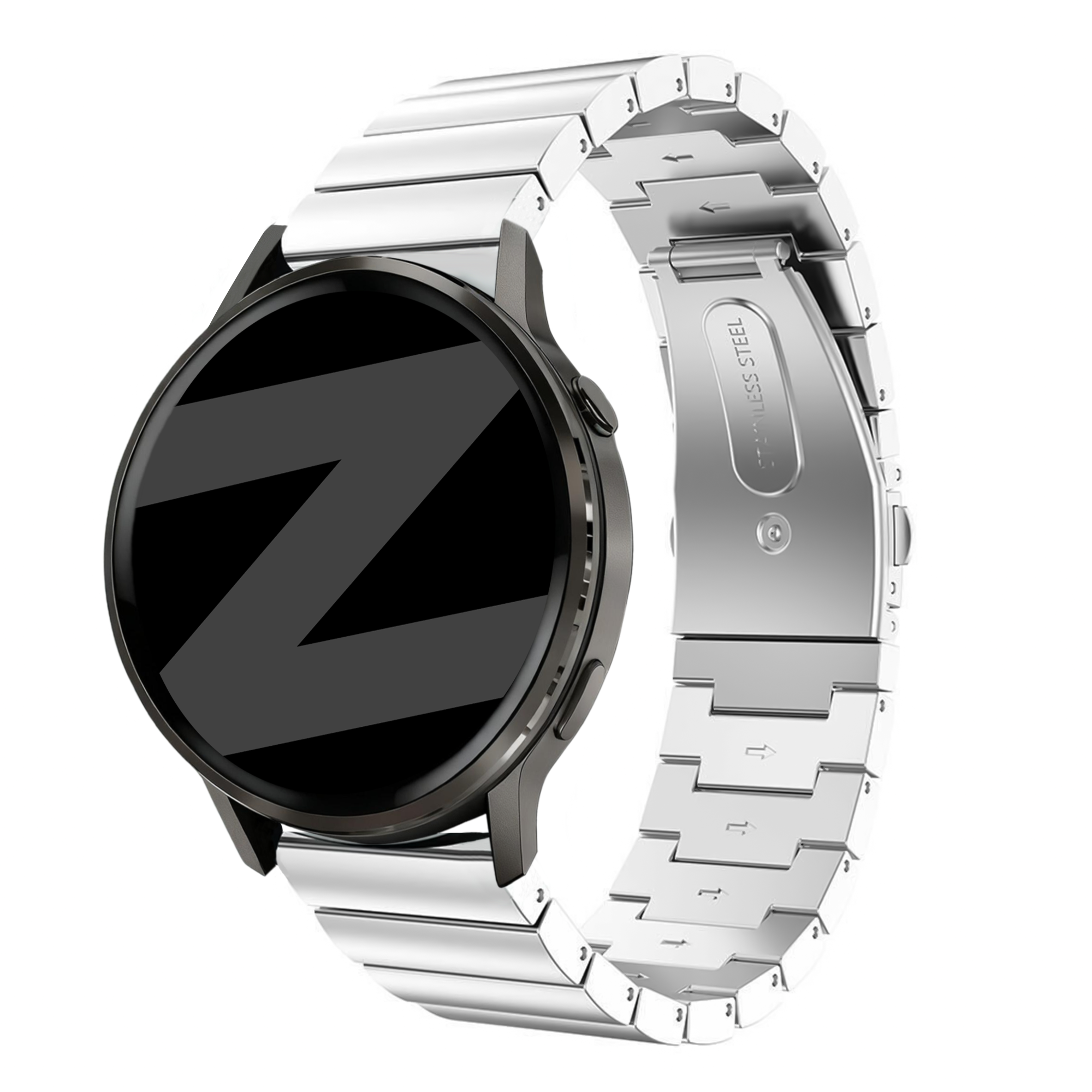 Bandz Garmin Forerunner 570 - 47mm Steel Strap 'One Bead' (Silver)