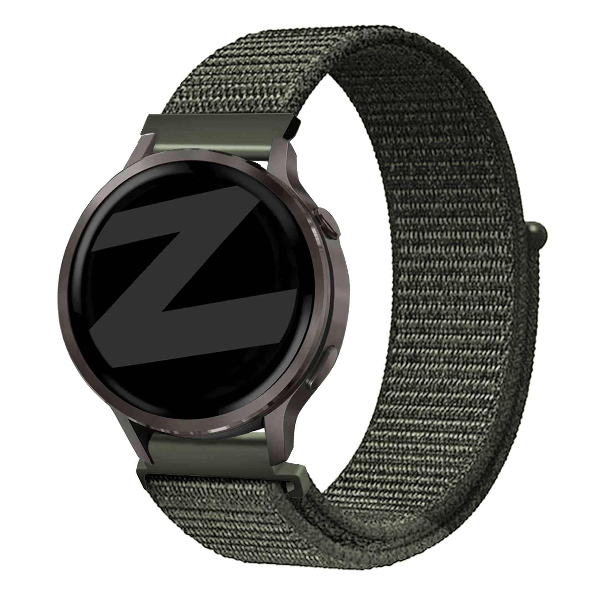 Bandz Garmin Forerunner 265s Nylon Loop Armband (Dunkelgrün)
