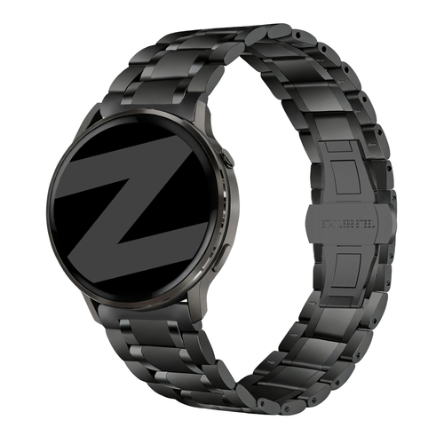 Bandz Garmin Vivoactive 4s stalen schakel band 'Deluxe' (zwart)