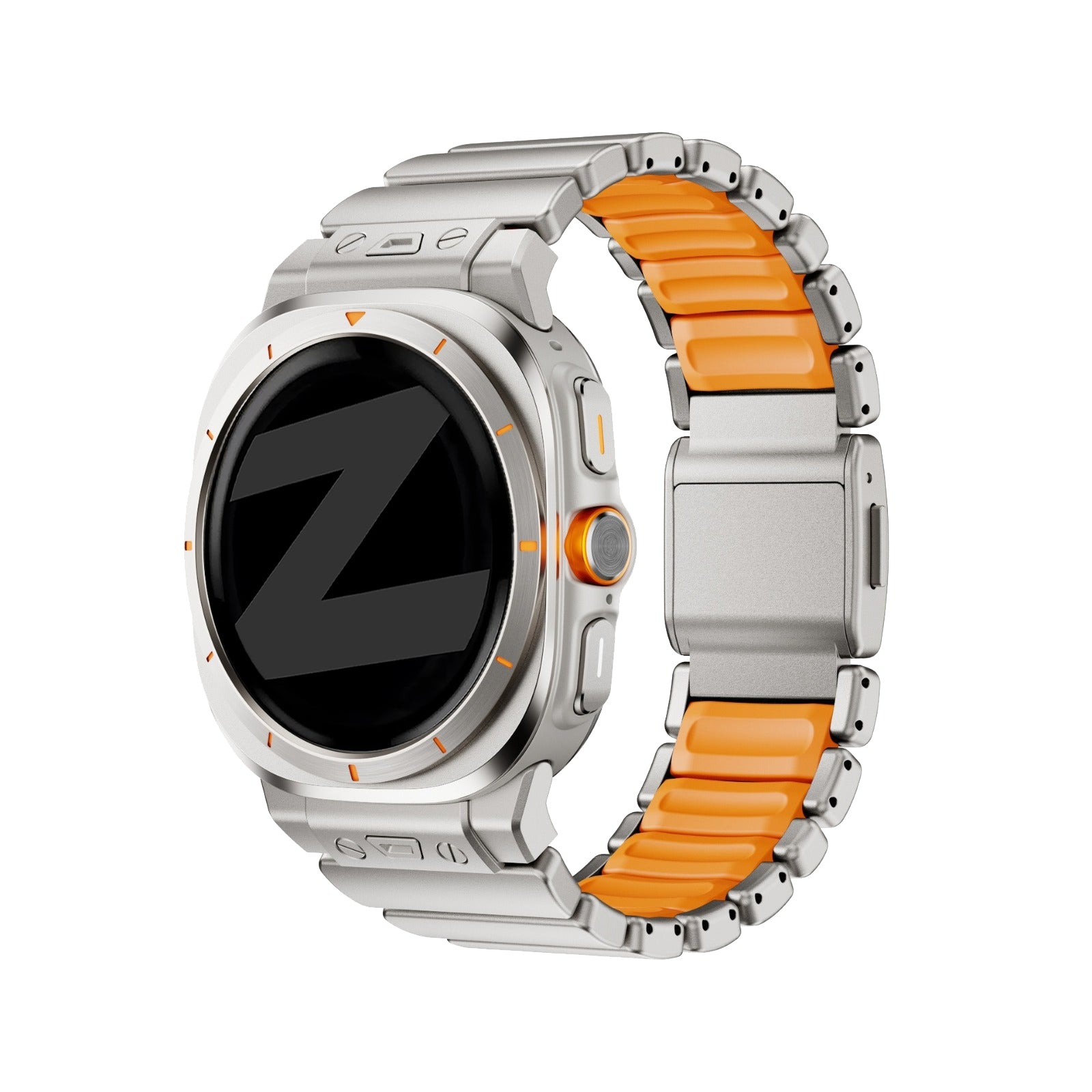 Bandz Samsung Galaxy Watch Ultra titanium band 'Hybrid' (titanium/oranje)